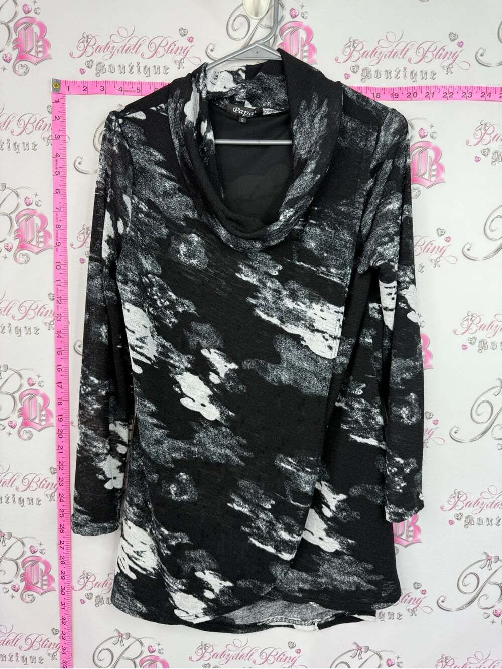 Papa VANCOUVER Black & White Cowl Neck Pullover Sweater